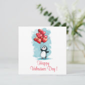 Carte mignon pingouin amoureux pour la Saint-Valentin av (Debout devant)