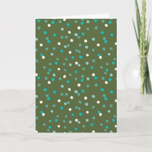 Carte Mignon Points Polka D'Hiver en Vert Blank (Devant)