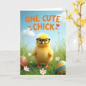 Carte Mignon Poulet avec Lunettes (Fleur jaune)