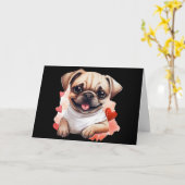 Carte Mignon Pug de la Saint-Valentin (Fleur jaune)