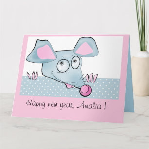 Carte Mignon rat de dessin animé souris symbole du Nouve