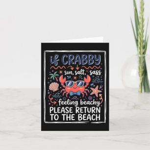 Carte Mignon si crabe de plage grincheux avec lunettes d