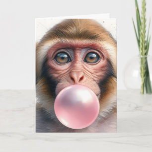 Carte Mignon singe qui souffle des bulles Chewing-gum vi