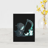 Carte Mignon squelette de la Faucheuse avec fantôme de c (Fleur jaune)