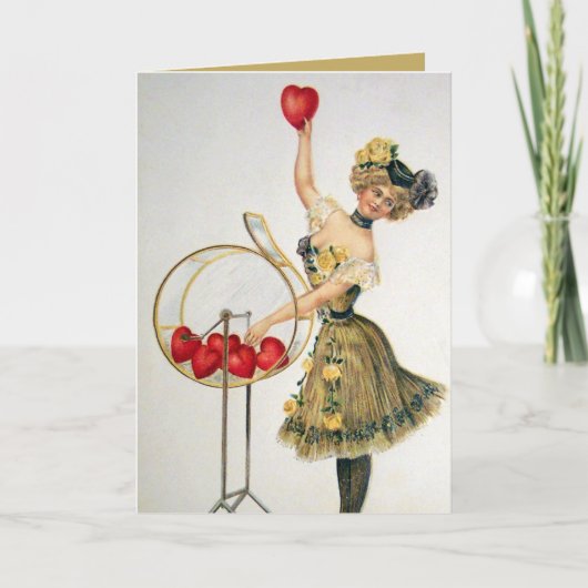 Carte mignon vintage Valentine lady ajouter un sentiment (Devant)