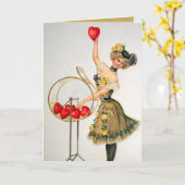Carte mignon vintage Valentine lady ajouter un sentiment (Fleur jaune)