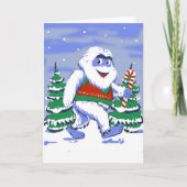 Carte Mignon yeti Noël dans la forêt (Devant)