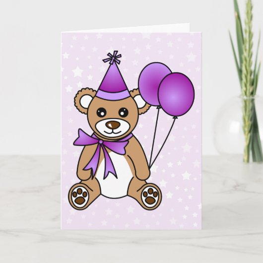 Carte Mignonette Ours En Conduite - Violet (Devant)
