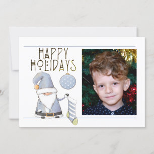 Carte Mignonne 1 Photo JEUX DE VACANCES Père Noël Gnome 