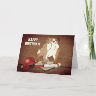 Carte Mignonne Accueil Plate Baseball Bulldog Joyeux Ann