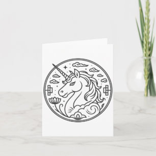 Carte Mignonne année du cheval 2026 Fille aime licorne z