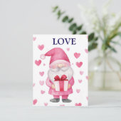 carte mignonne avec un gnome rose de dessin animé  (Debout devant)