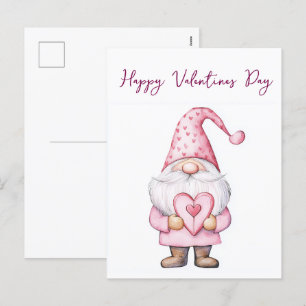 carte mignonne avec un gnome rose de dessin animé 