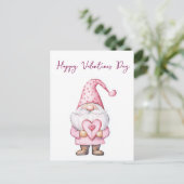 carte mignonne avec un gnome rose de dessin animé (Debout devant)