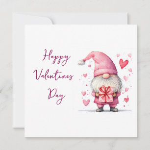 carte mignonne avec un gnome rose de dessin animé 