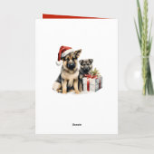 Carte Mignonne berger allemand Chien chiot Joyeux Noël (Dos)