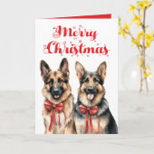 Carte Mignonne berger allemand Chien chiot Joyeux Noël (Fleur jaune)
