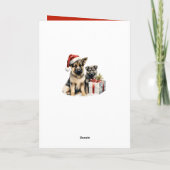 Carte Mignonne berger allemand Chien chiot Joyeux Noël (Dos)