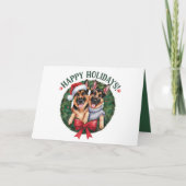 Carte Mignonne berger allemand Chien chiot Joyeux Noël (Devant)