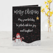 Carte Mignonne Blanc Rouge Snowman Nuit Ciel Parties sci (Fleur jaune)