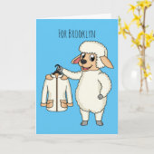 Carte Mignonne brebis avec blouson (Fleur jaune)