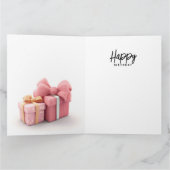 Carte Mignonne bulldog française, robe rose, gâteau d'an (Intérieur)