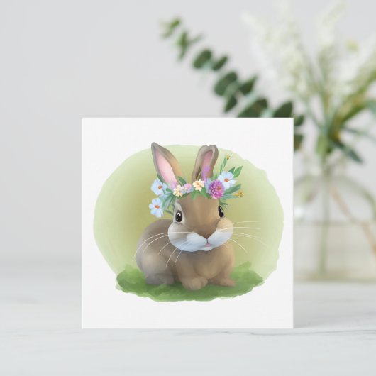Carte Mignonne Bunnyfor Pâques pour une humeur positive (Debout devant)
