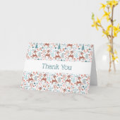 Carte Mignonne cerf en Merci de Motif de forêt lunaire (Fleur jaune)