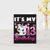 Carte Mignonne C'est mon 13e anniversaire Chat Unicorn 1 (Fleur jaune)