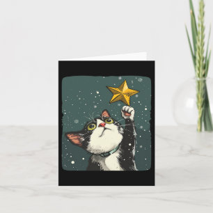 Carte Mignonne Chat De Noël Avec Costume De Topper Étoil