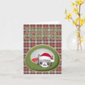 Carte Mignonne Chat Purrfect Noël (Fleur jaune)