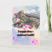 Carte Mignonne Chat Snuggle Time Get Well (Devant)