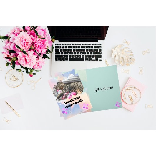 Carte Mignonne Chat Snuggle Time Get Well