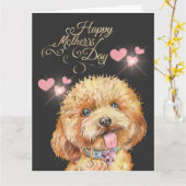 Carte Mignonne chien de la Fête des Mères (Fleur jaune)