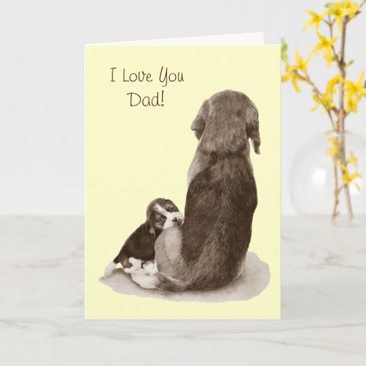Carte Mignonne chiot beagle bouddin maman chien pour pap (Fleur jaune)