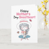 Carte Mignonne chiot chien en premier poème de la fête d (Fleur jaune)