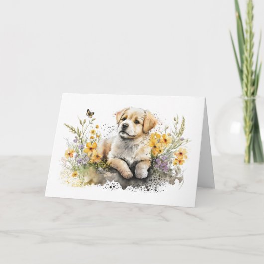 Carte Mignonne chiot dans la boue pour l'anniversaire (Devant)