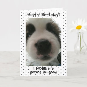 Carte Mignonne chiot Je Noire son Anniversaire Poka poin