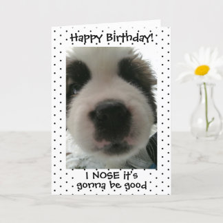 Carte Mignonne chiot Je Noire son Anniversaire Poka poin