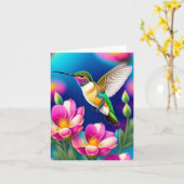 Carte Mignonne Colibri et Fleurs Carte de Fête des (Fleur jaune)