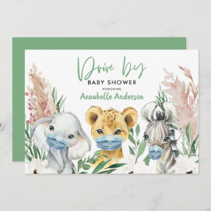 Carte Mignonne conduite de masques de vache par bébé