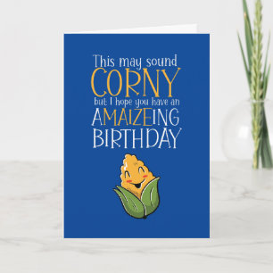Carte Mignonne Corny Maïs Maize Pun Amusant Anniversaire