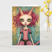 Carte Mignonne Dame Alien Toutes Les Occasions (Fleur jaune)