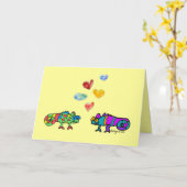 Carte mignonne d'amour de lézard (Fleur jaune)