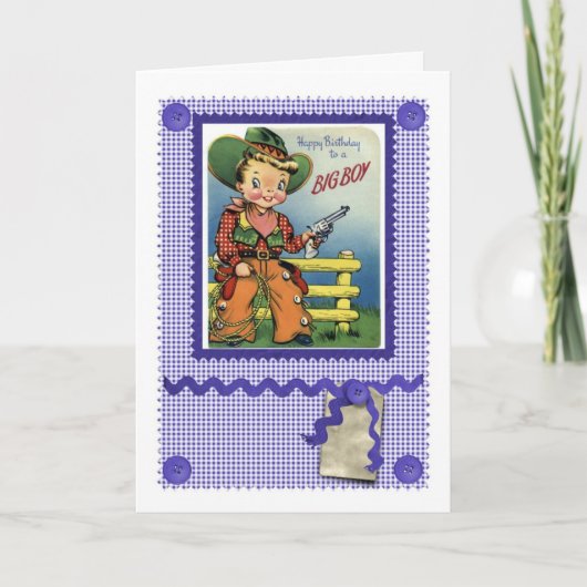 CARTE MIGNONNE de COWBOY des années 1950 POUR Un (Devant)