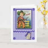 CARTE MIGNONNE de COWBOY des années 1950 POUR Un (Fleur jaune)