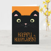 Carte mignonne de Halloween de chat noir (Fleur jaune)