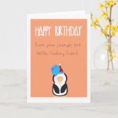 Carte mignonne de joyeux anniversaire de pingouin (Fleur jaune)