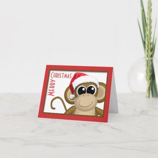 Carte mignonne de "Joyeux Noël" de singe de (Devant)