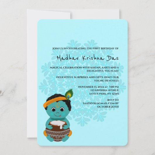 Carte mignonne de Krishna pour un anniversaire - A (Devant)